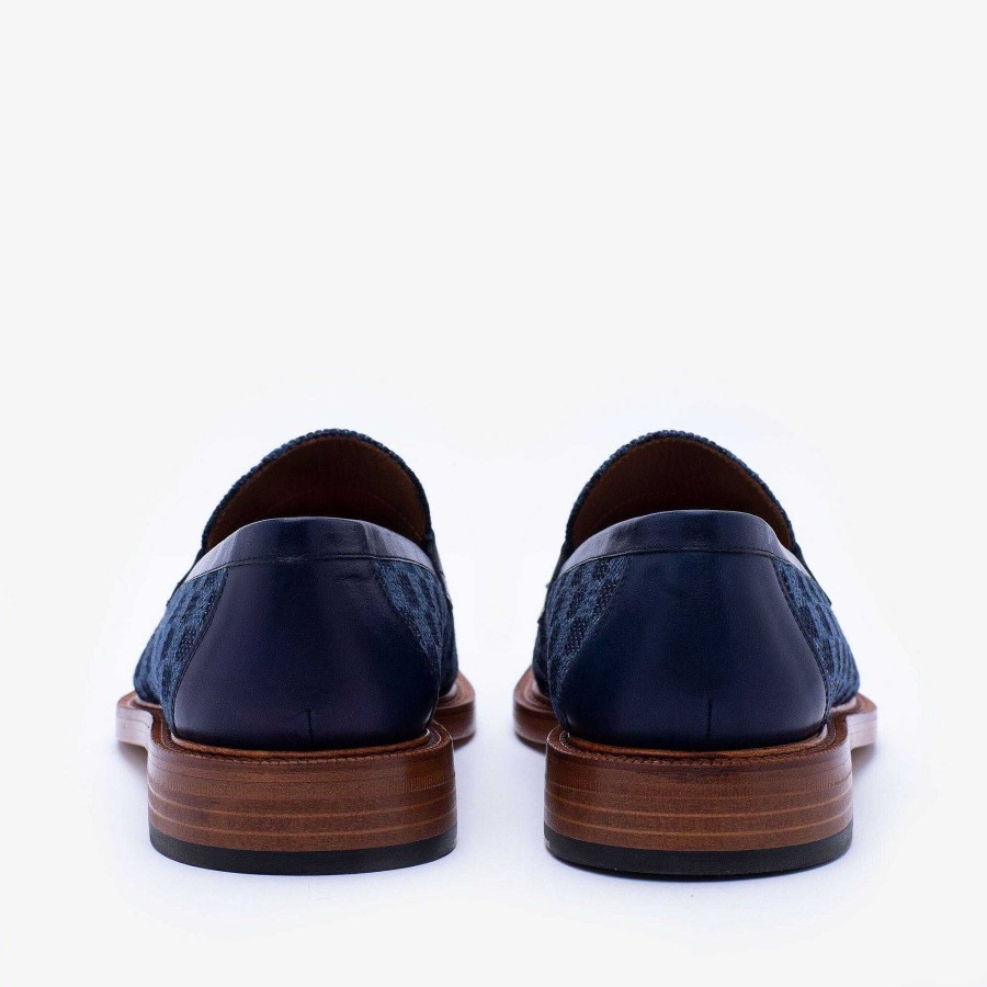 Loafers|Schoenen TAFT | De Fitz-Loafer In Blauwe Ruit - Blauwe Loafers | Taft