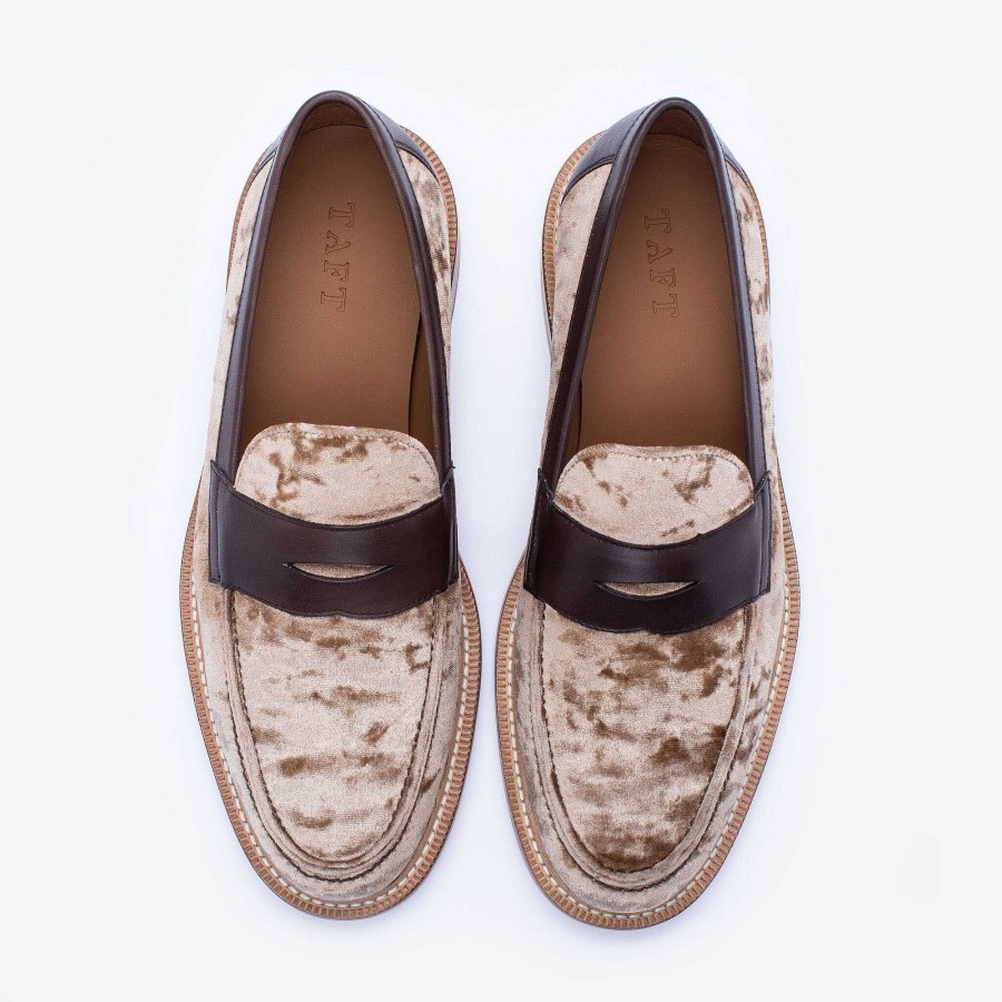 Loafers|Schoenen TAFT | De Fitz Loafer In Champagne - Fluwelen Loafers | Taft