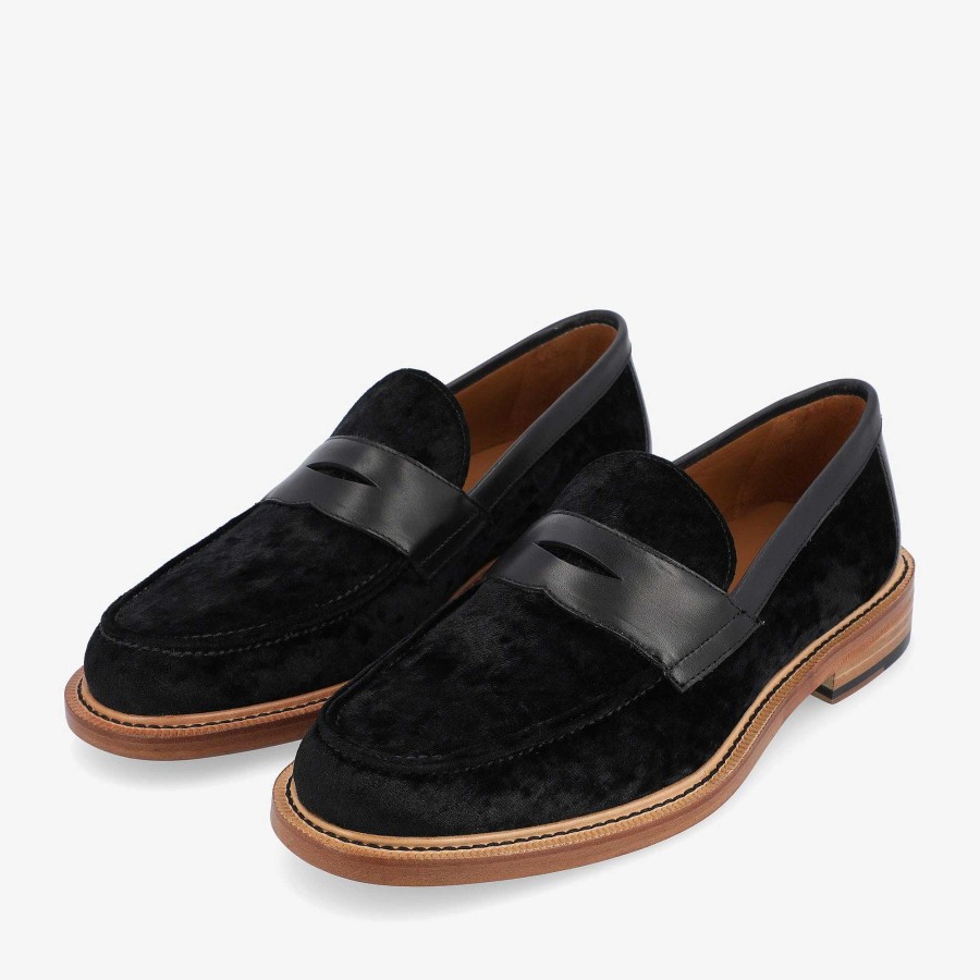 Loafers|Schoenen TAFT | De Fitz Loafer In Middernacht - Zwart Fluwelen Loafers | Taft