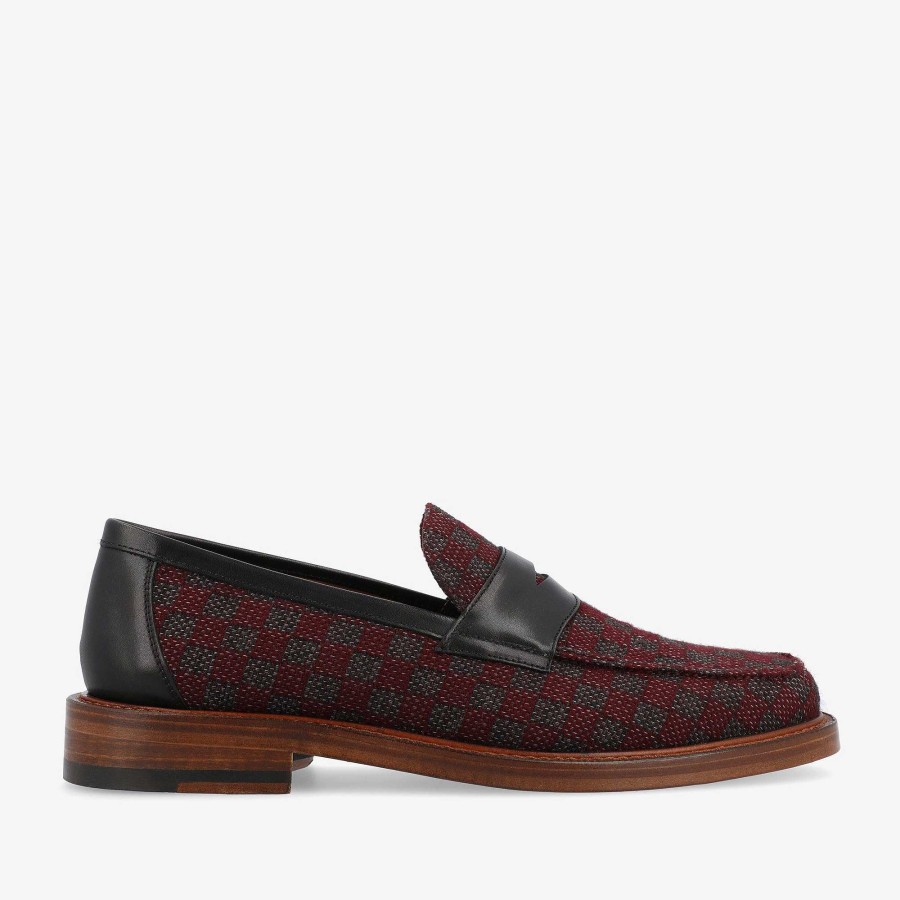 Loafers|Schoenen TAFT | De Fitz Maroon Loafers Voor Heren - Kastanjebruine Ruit | Taft