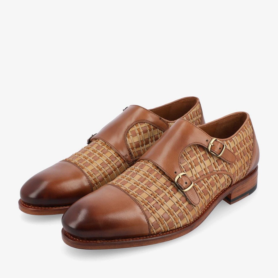 Schoenen TAFT | De Lucca Monk Strap-Schoen In Bruin Geweven | Taft