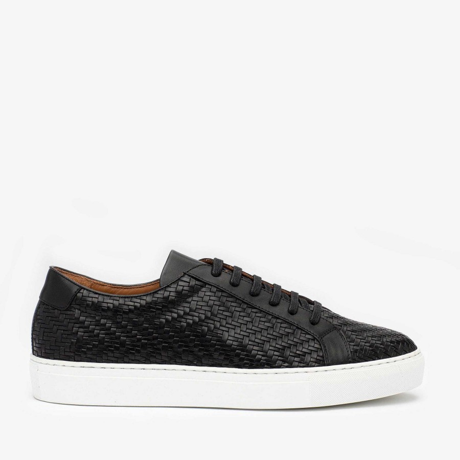 Sneakers TAFT | De Sneaker Van Zwart Geweven Leer | Taft