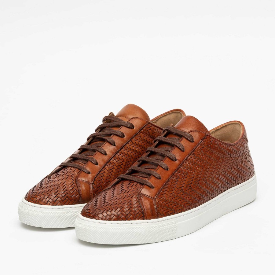 Sneakers TAFT | De Sneaker Van Geweven Bruin Leer | Taft