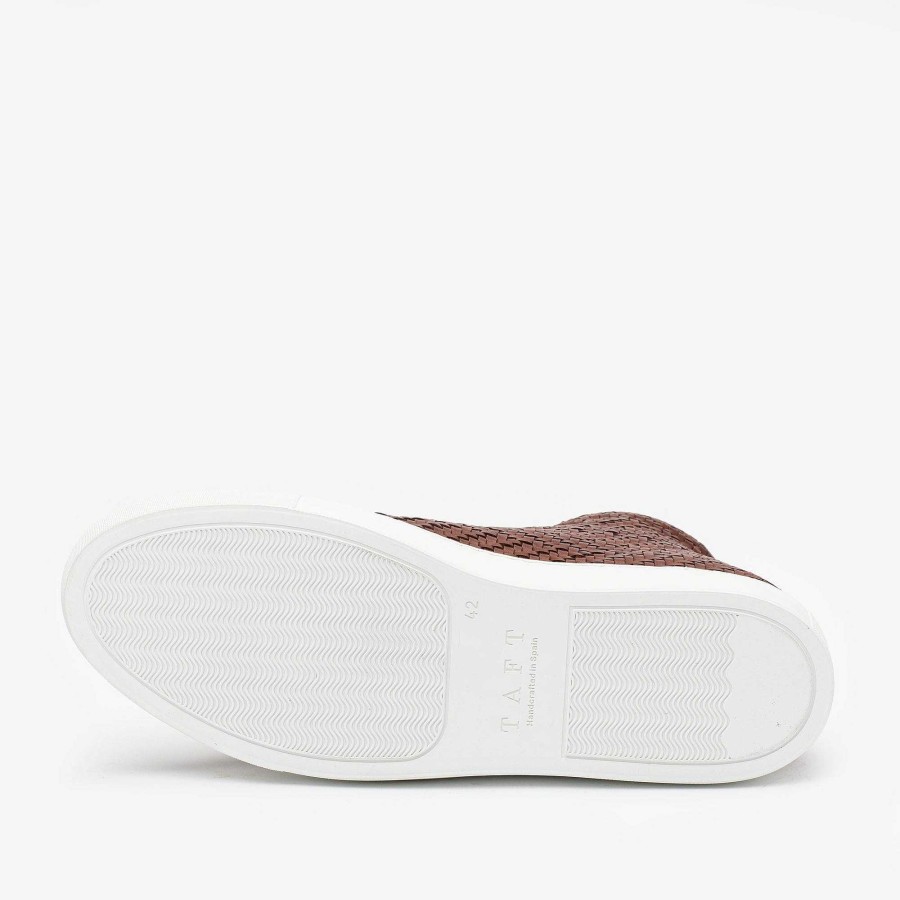 Sneakers TAFT | De Hightop Sneaker Van Geweven Bruin Leer | Taft